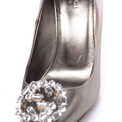 Gucci Metallic Calfskin Crystal Interlocking G Pumps 36 Gunmetal 11 of 12