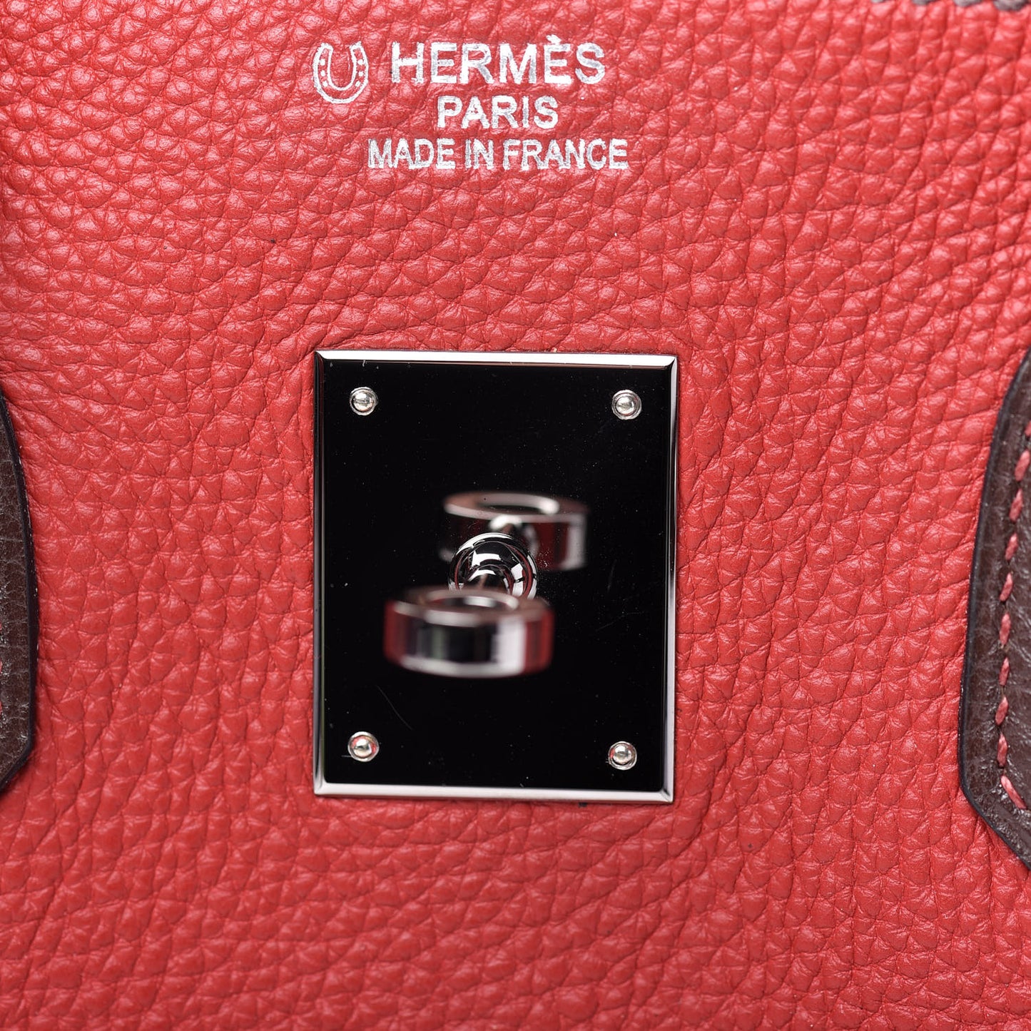 Togo Bi Color Horseshoe Birkin 35 Rouge Garance Chocolate