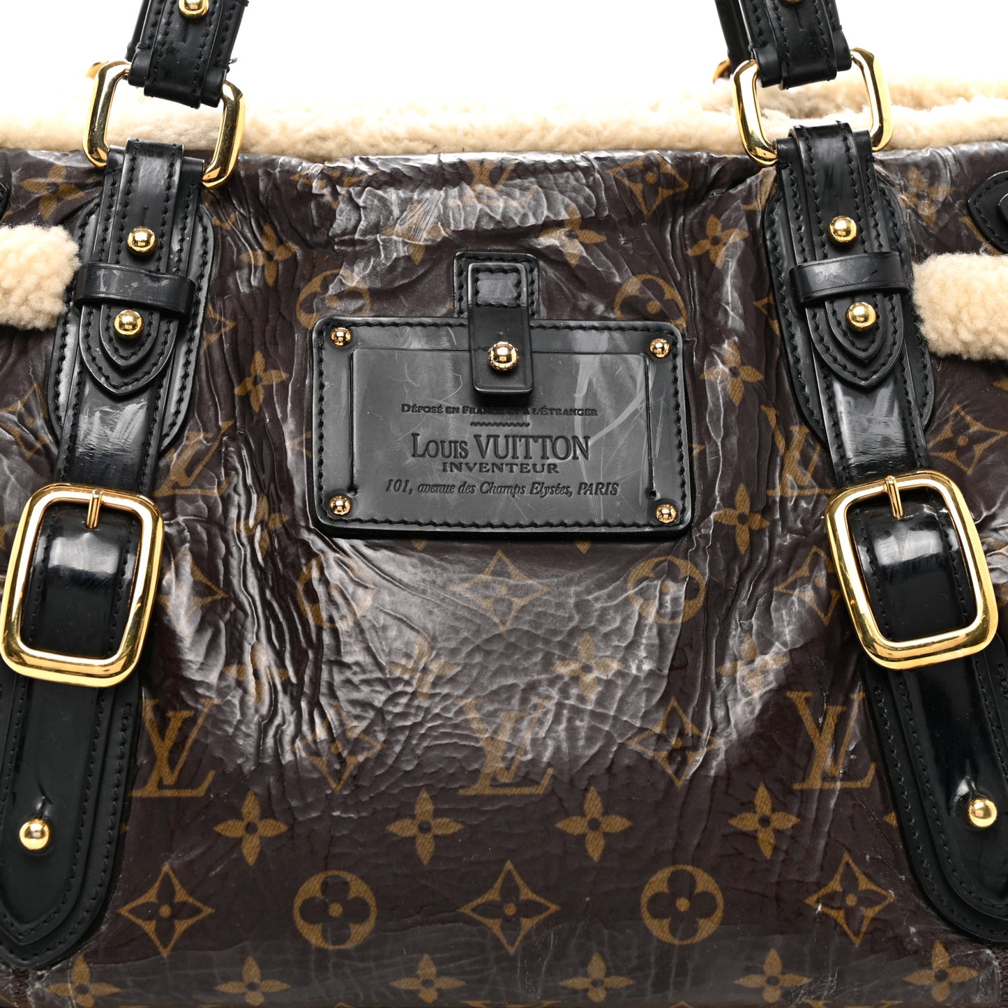 Patent Monogram Shearling Sac Thunder