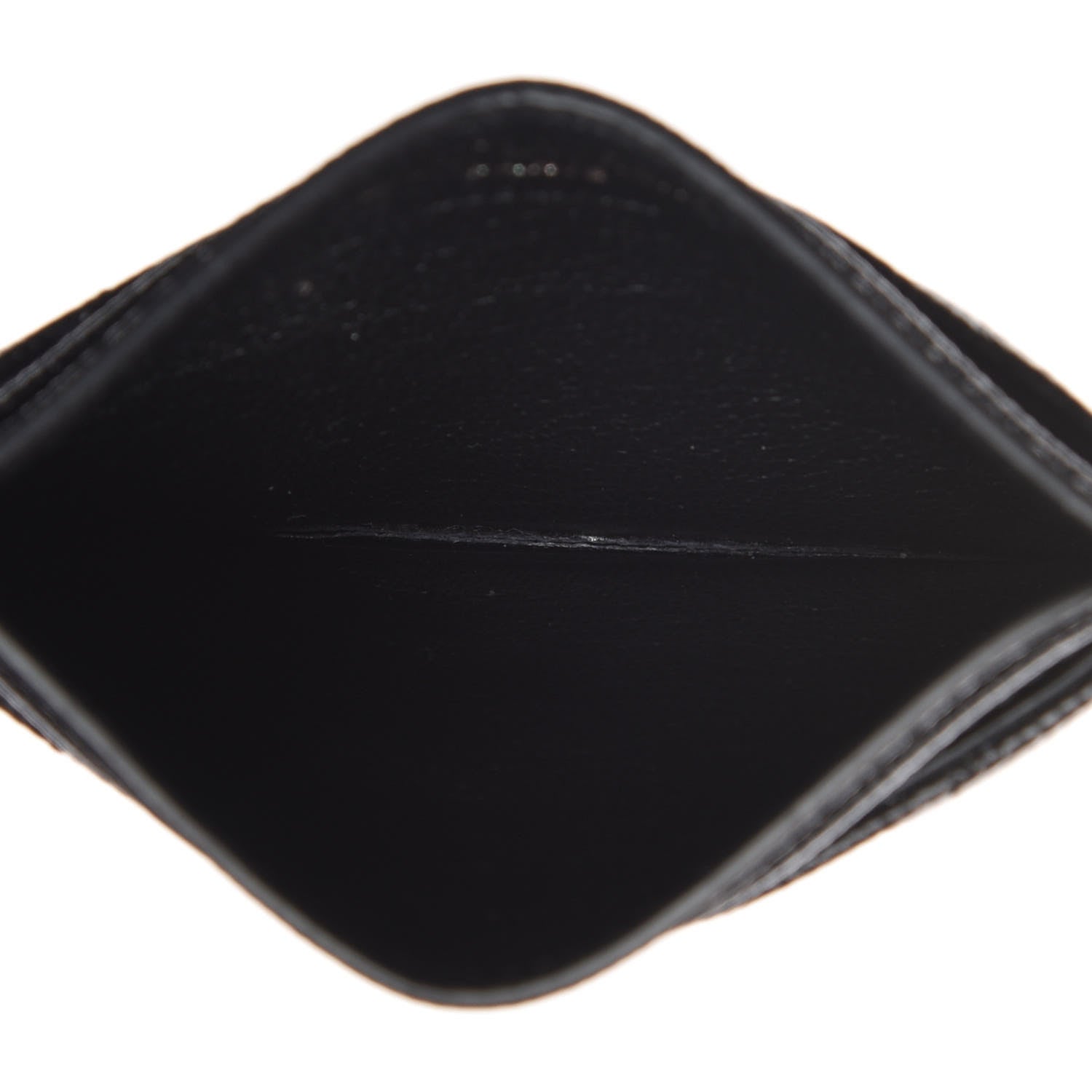 Saint Laurent Grain De Poudre Matelasse Chevron Monogram Credit Card Case Black 7 of 10
