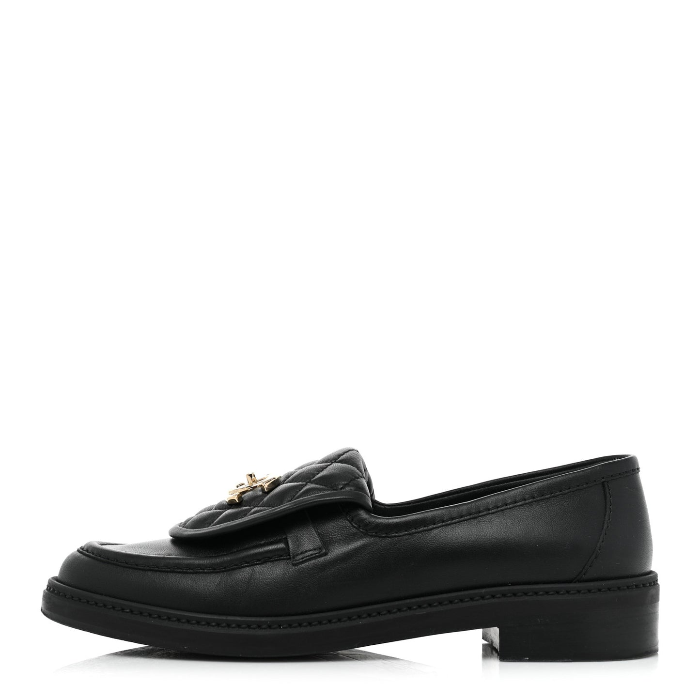 Lambskin Quilted CC Turnlock Loafers 38.5 Black