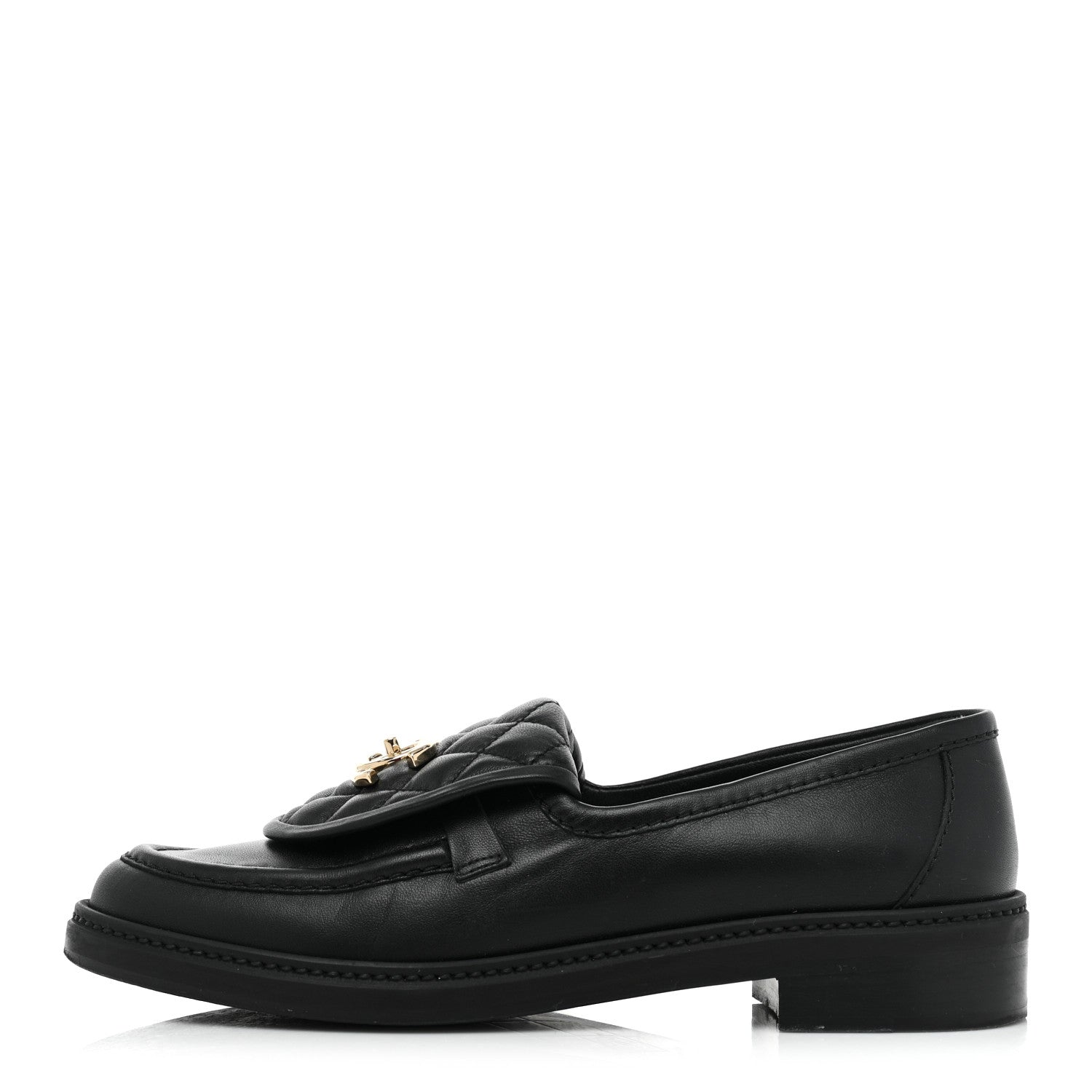 Chanel Lambskin Quilted CC Turnlock Loafers 38.5 Black 1 of 9
