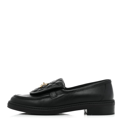 Chanel Lambskin Quilted CC Turnlock Loafers 38.5 Black 1 of 9