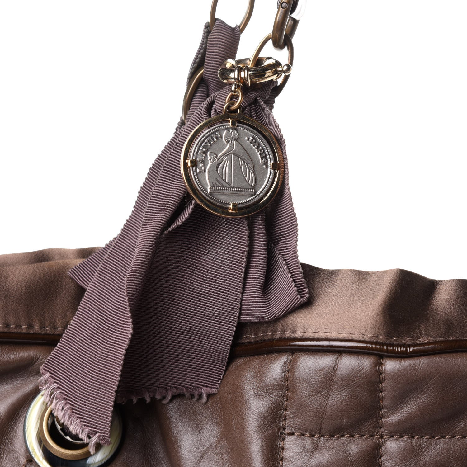 Lanvin Lambskin Quilted Amalia Cabas Tote Brown 14 of 23