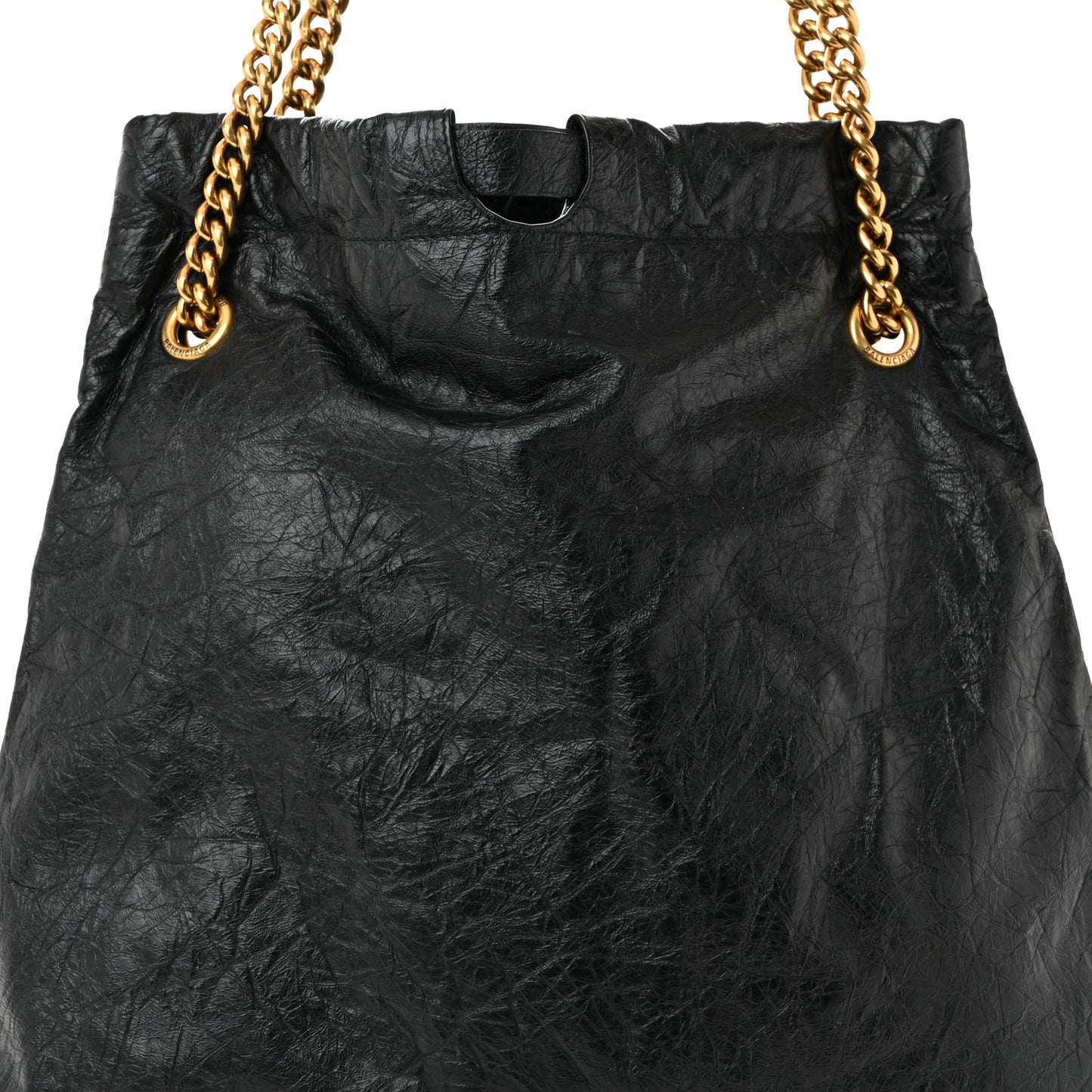 Crushed Calfskin Crush Medium Chain Tote  Black