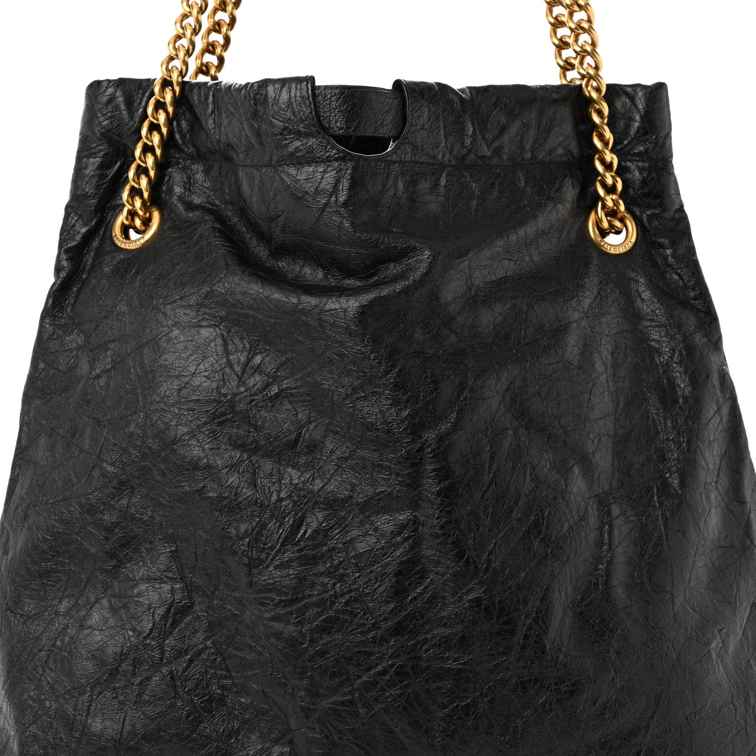 Balenciaga Crushed Calfskin Crush Medium Chain Tote  Black 8 of 11