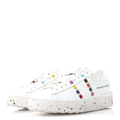 Valentino Garavani Vegan Leather Womens Rockstud Open for a Change Sneakers 37.5 White Multicolor 4 of 9
