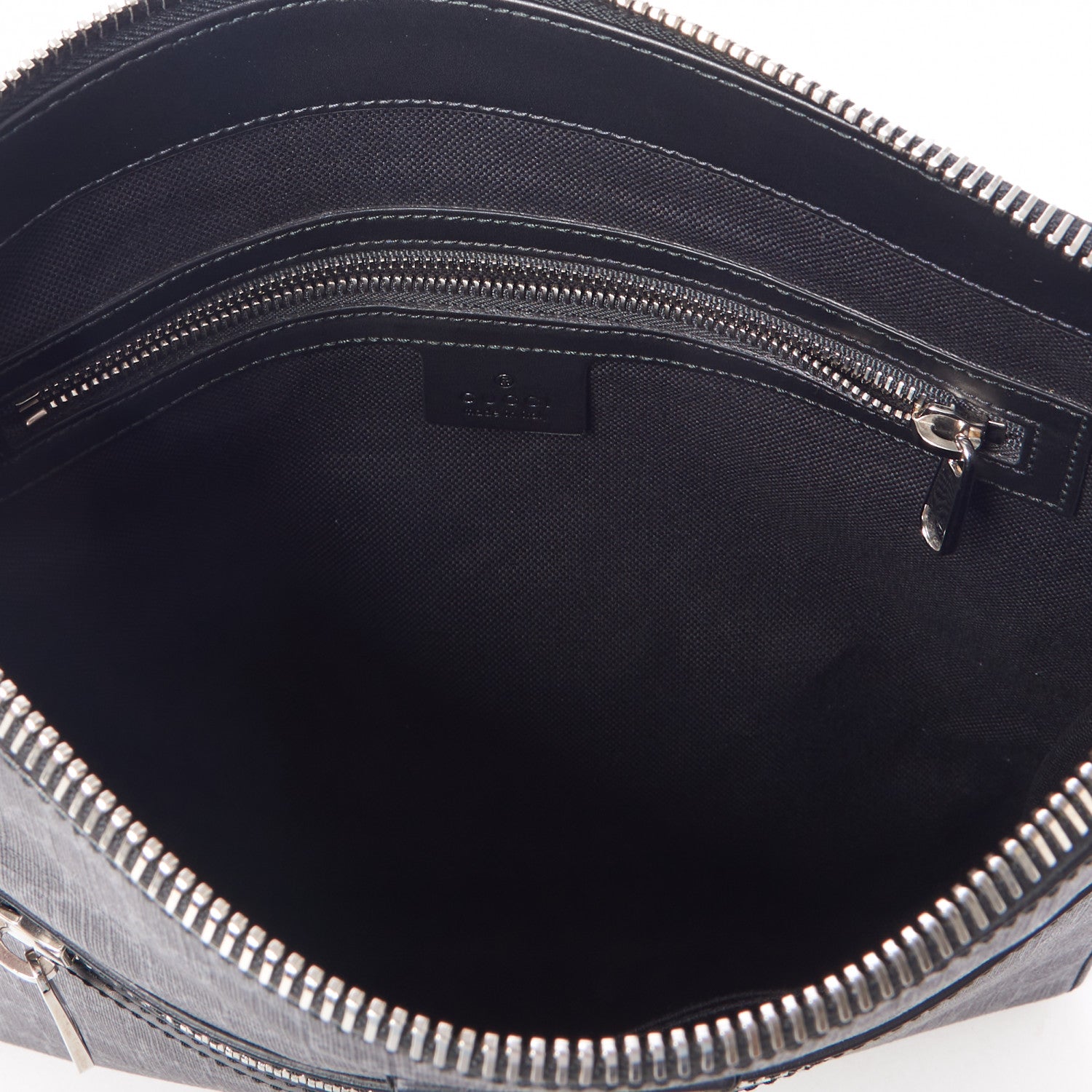 Gucci GG Supreme Monogram Appia Calfskin Web Flat Messenger Bag Black Grey 7 of 9