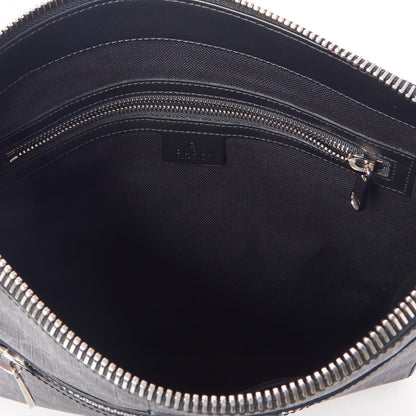Gucci GG Supreme Monogram Appia Calfskin Web Flat Messenger Bag Black Grey 7 of 9