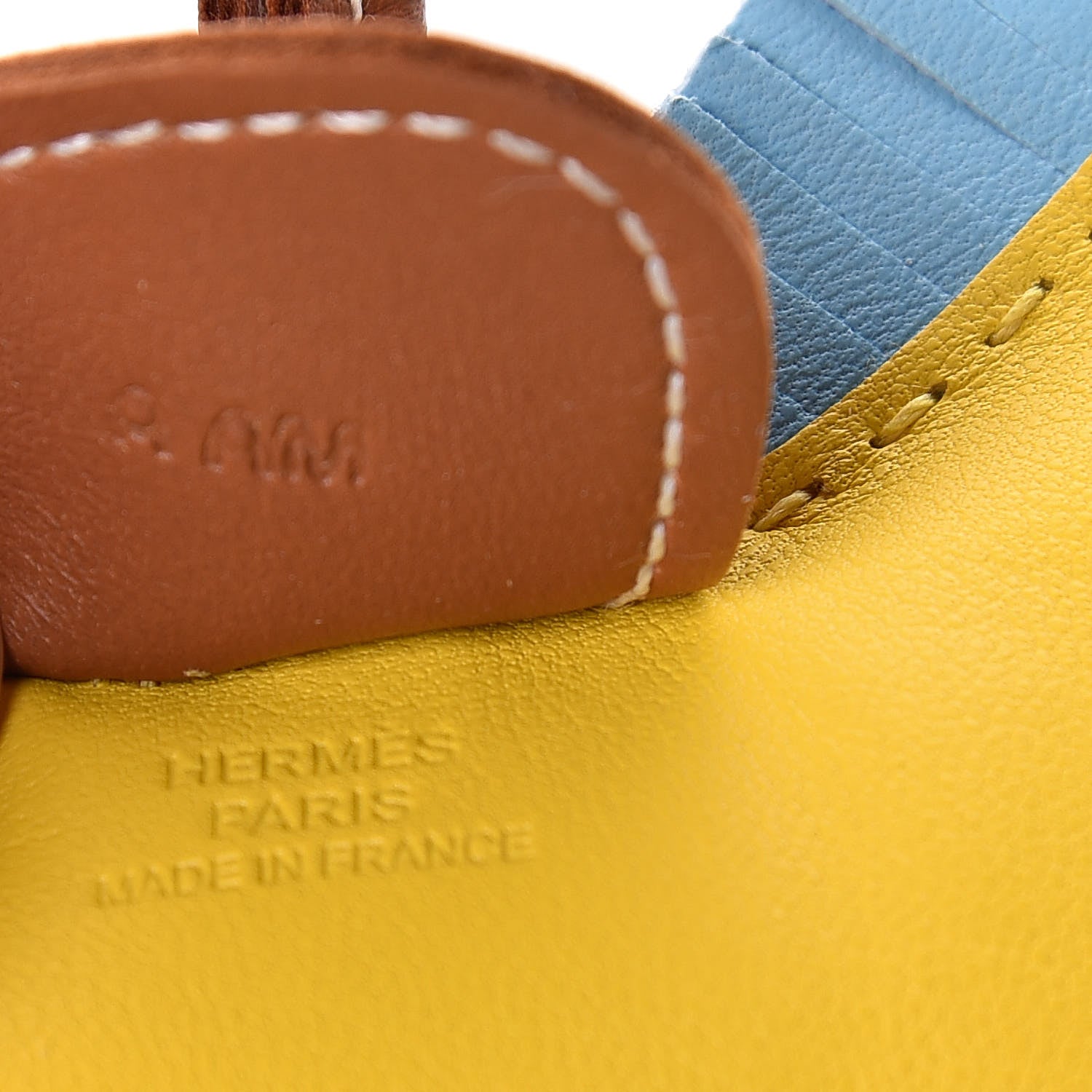 Hermes Milo Lambskin Grigri Rodeo Horse Bag Charm MM Jaune de Naples Celeste Gold 3 of 4