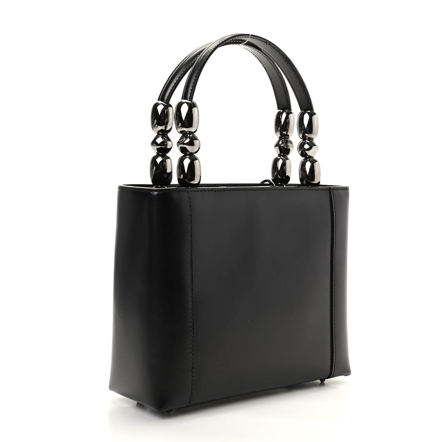 Calfskin Pearl Beaded Mini Maris Top Handle Bag Black