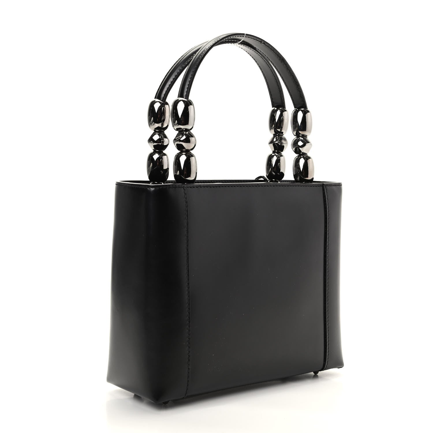 Christian Dior Calfskin Pearl Beaded Mini Maris Top Handle Bag Black 3 of 9