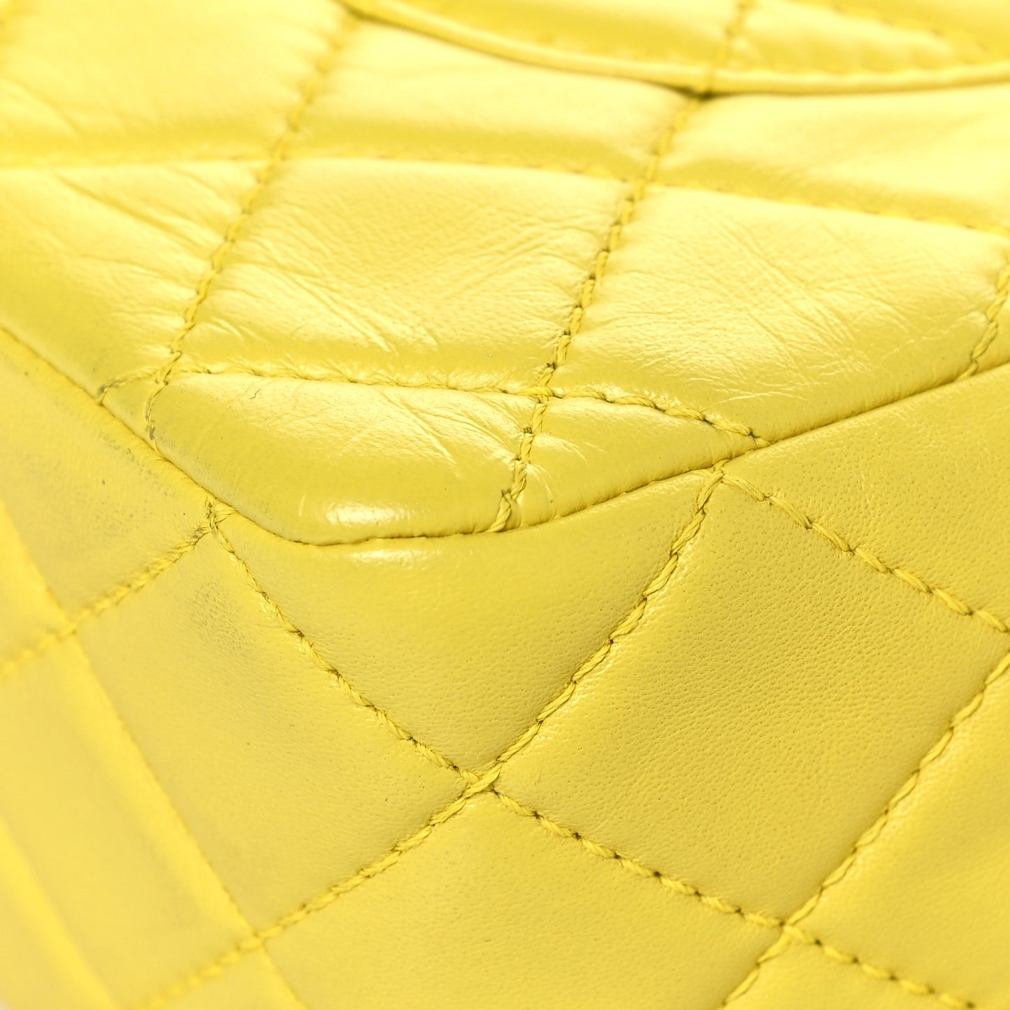 Lambskin Quilted Jumbo Single Flap Yellow