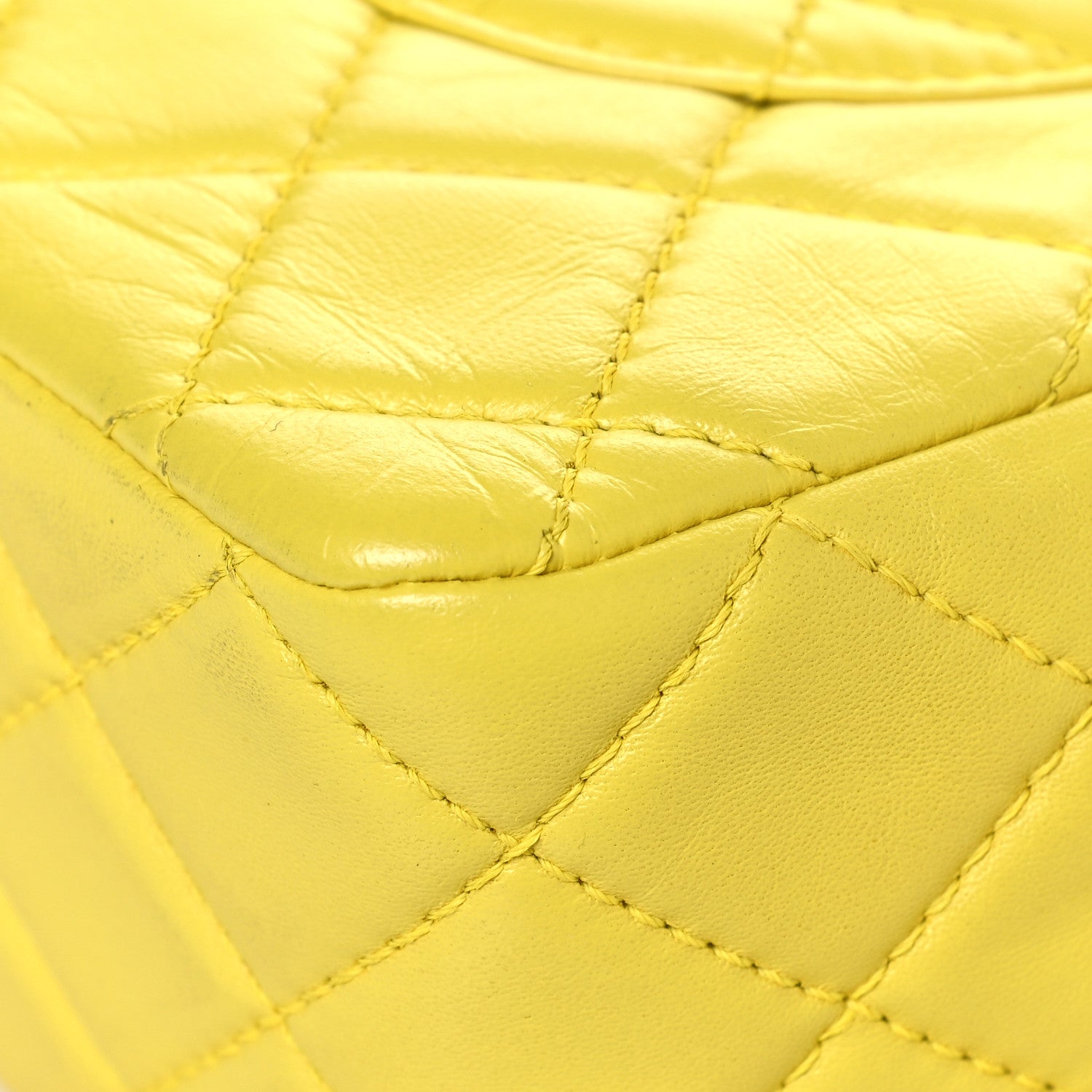 Chanel Lambskin Quilted Jumbo Single Flap Yellow 11 of 15