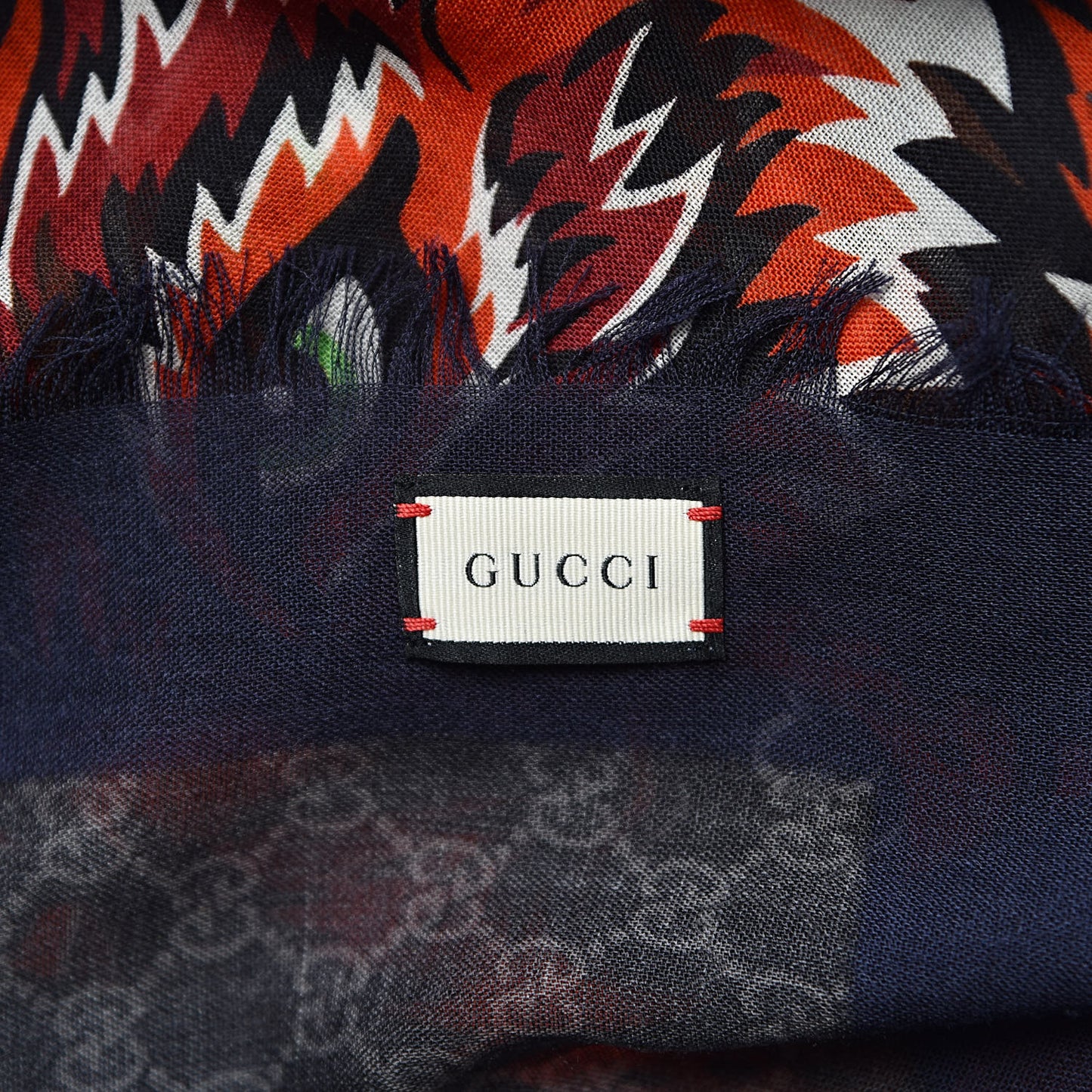 Wool Monogram Wolf Web Scarf Blue Red
