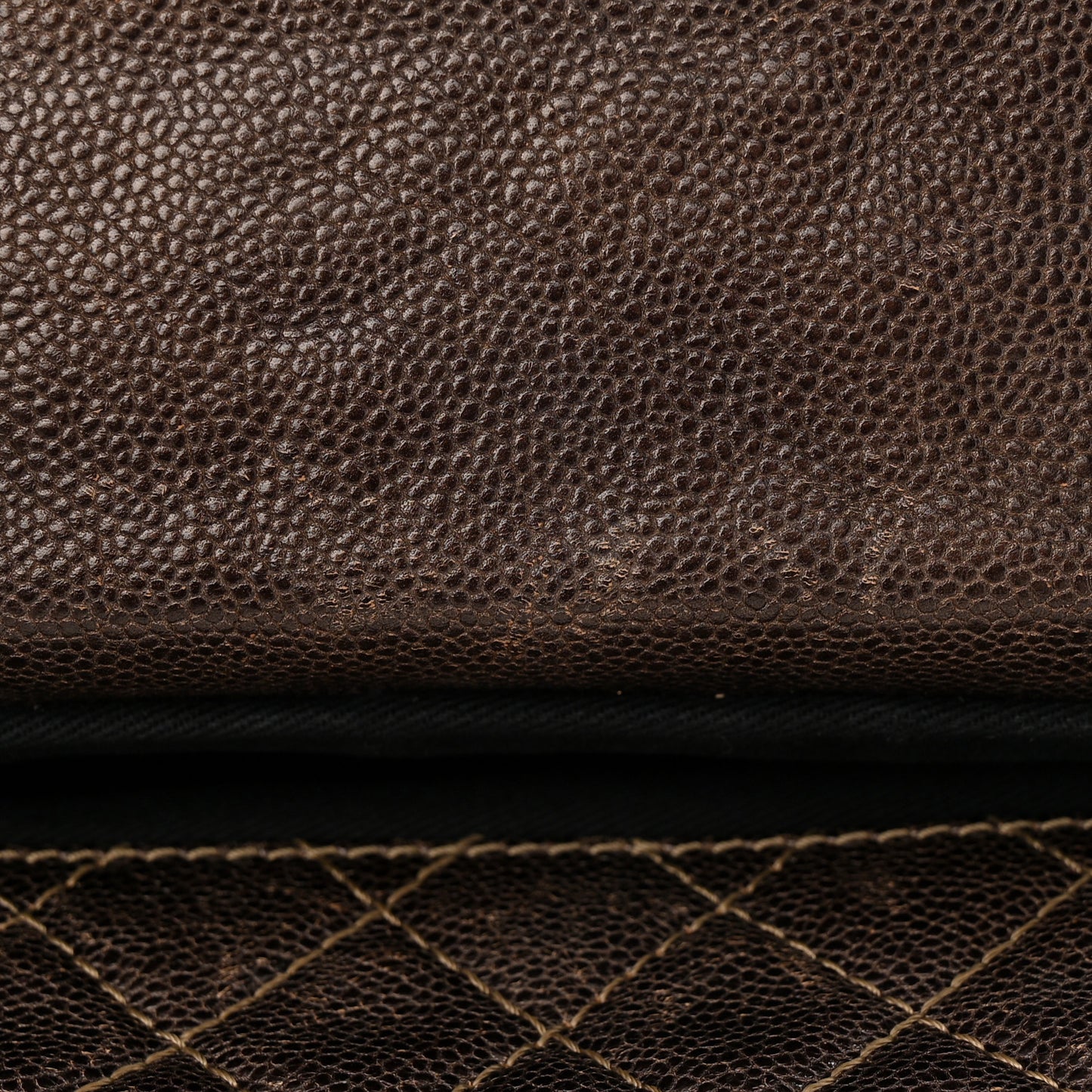Iridescent Caviar Quilted Small Chic Flap Brown