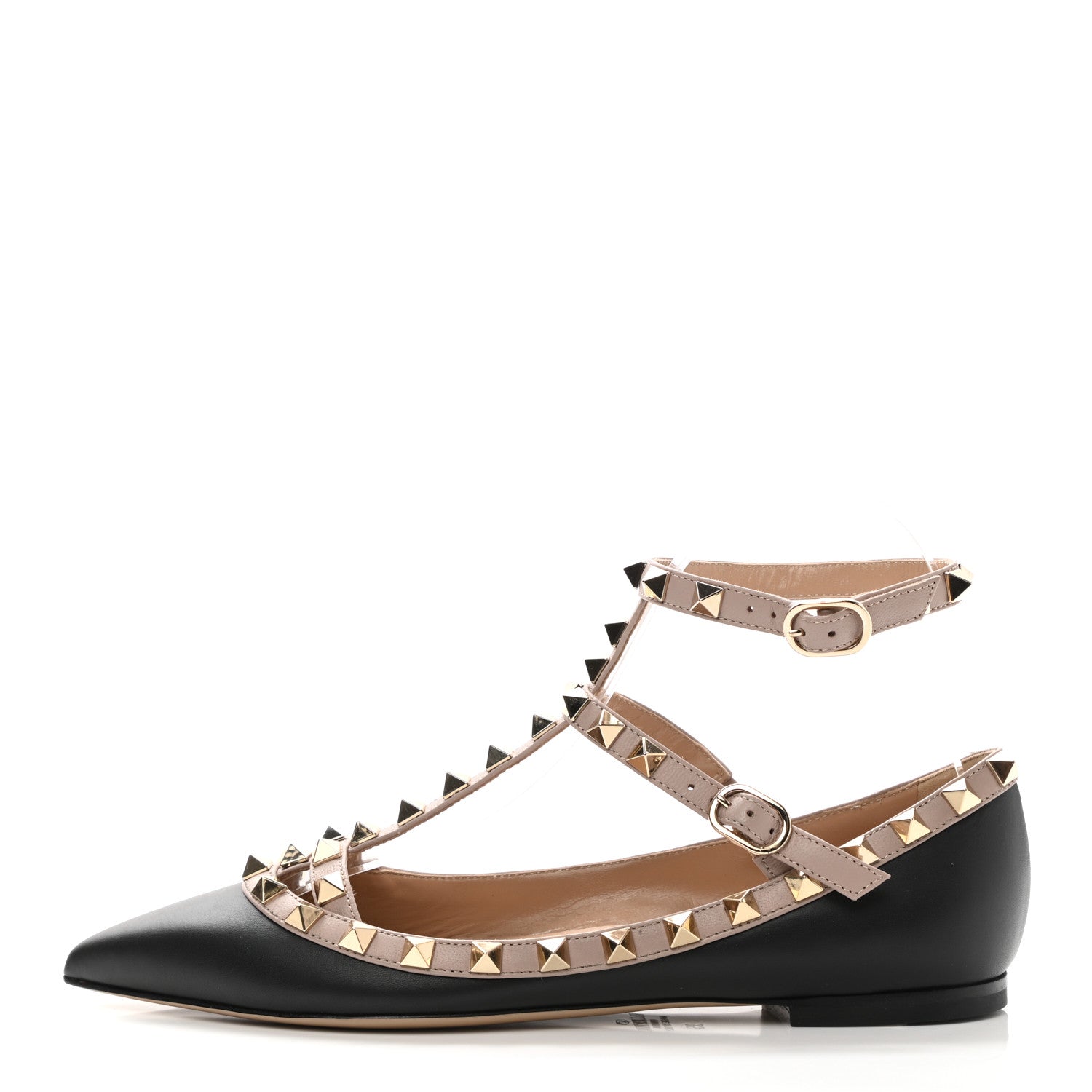 Valentino Garavani Nappa Rockstud Cage Ballerina Flats 35 Black Poudre 1 of 9