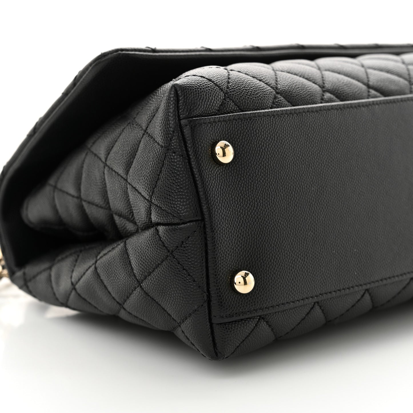 Caviar Quilted Small Coco Handle Flap Black