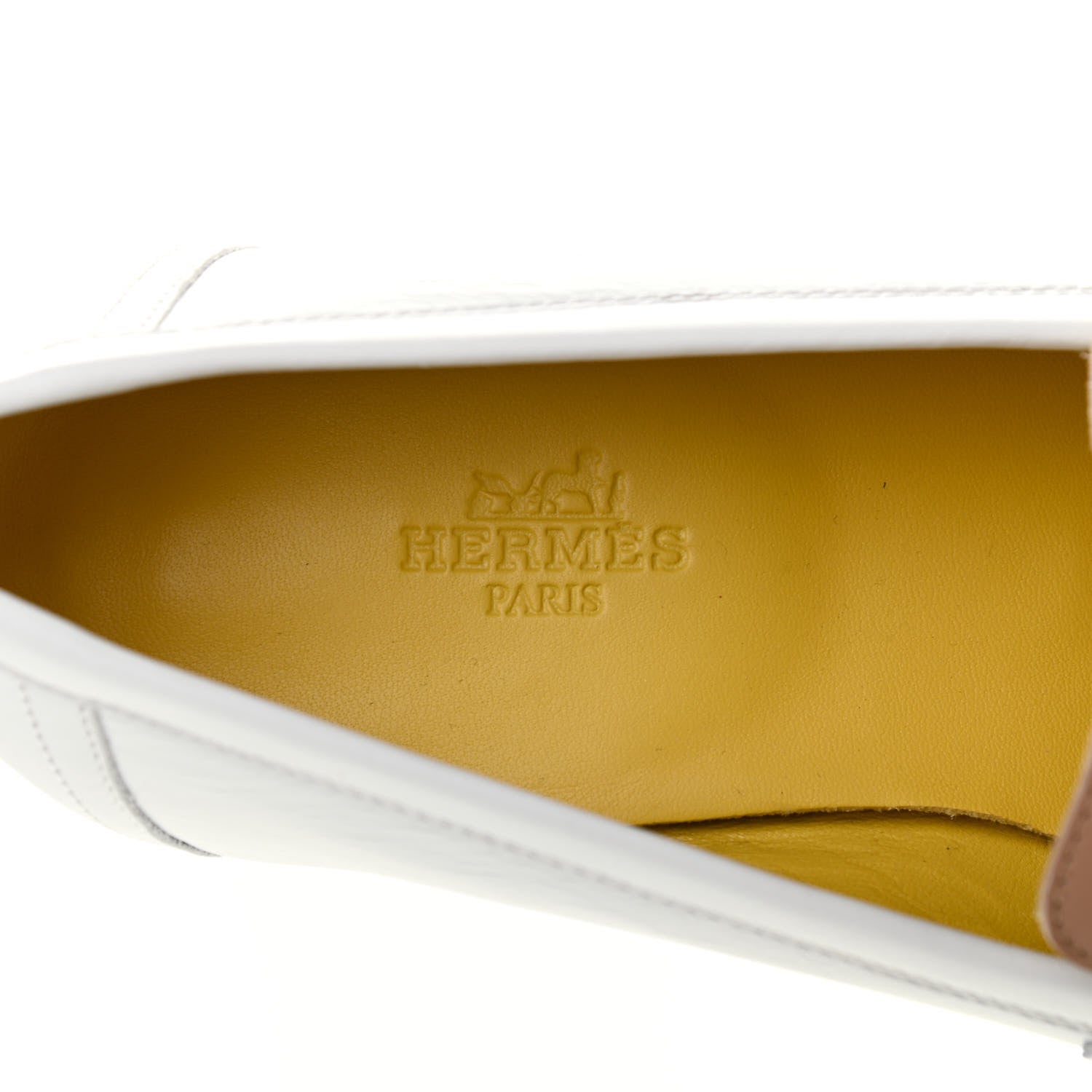 Hermes Calfskin Womens Paris Loafers 37 White Bois De Santal 6 of 8