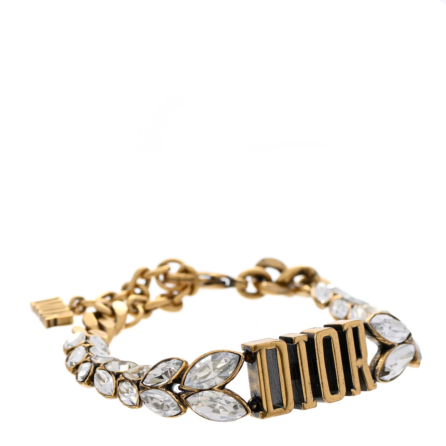 Crystal Metal Logo Dio(r)evolution Bracelet Aged Gold