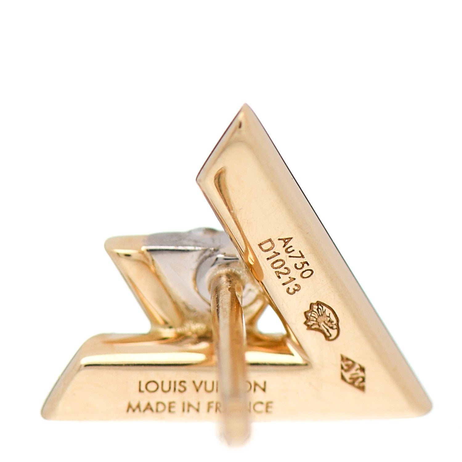 Louis Vuitton 18K Yellow Gold Diamond LV Volt Single Stud Earring 4 of 5