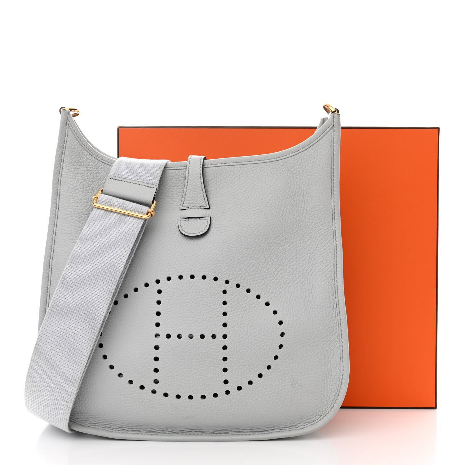 Hermes Taurillon Clemence Evelyne III PM Bleu Pale 12 of 12