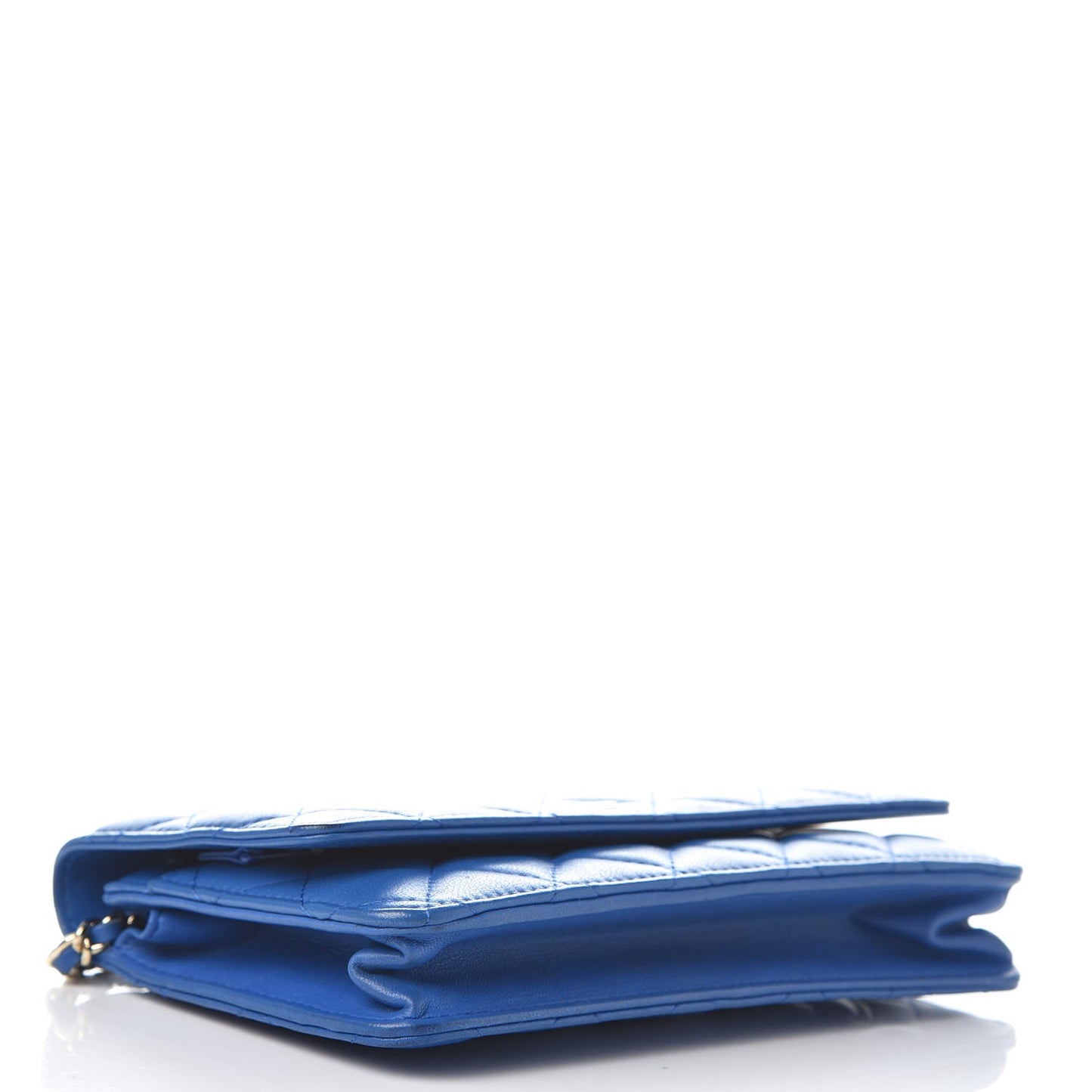 Lambskin Quilted Wallet On Chain WOC Blue