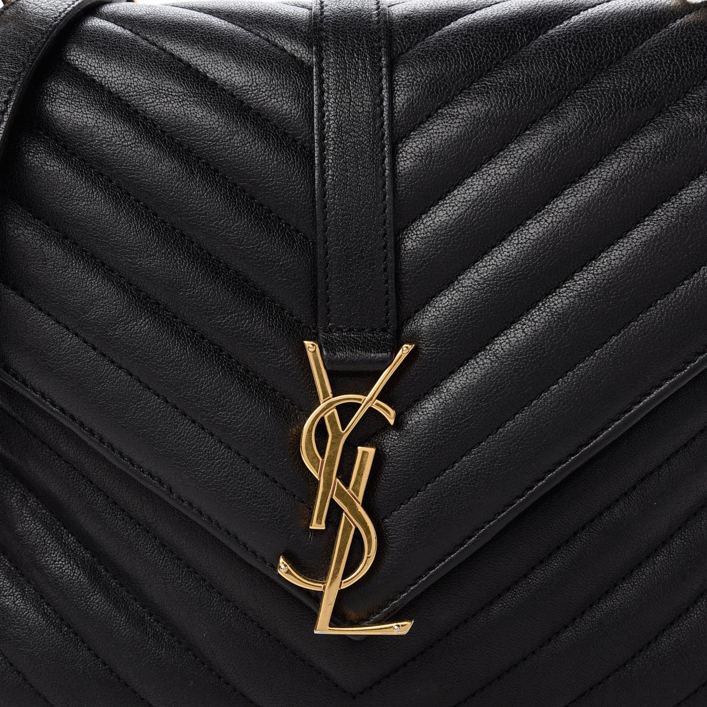 Sheepskin Matelasse Chevron Monogram Medium College Bag Black