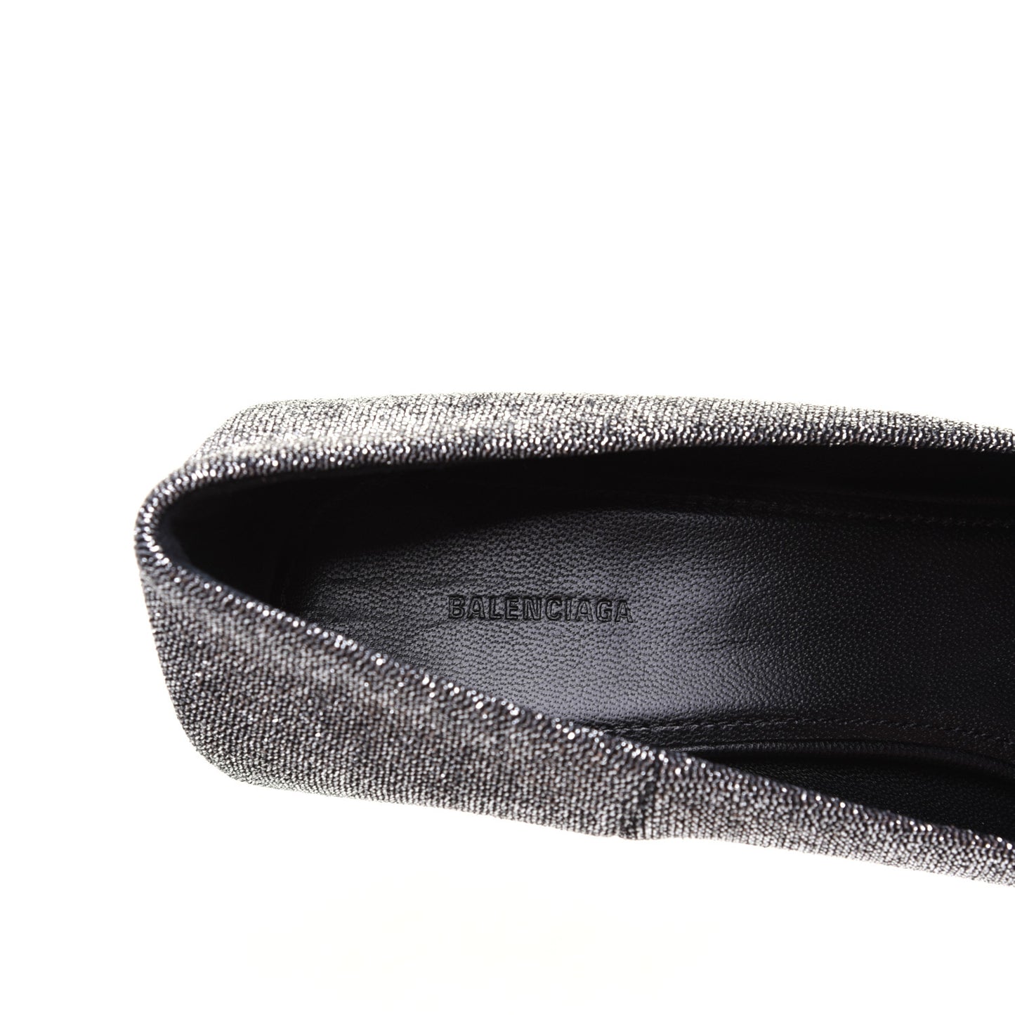 Shiny Fabric Square Knife 80mm Pumps 38 Silver