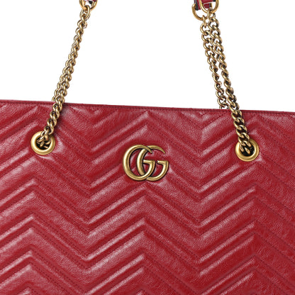 Gucci Azalea Calfskin Matelasse Medium GG Marmont Slim Tote Romantic Cerise 7 of 9