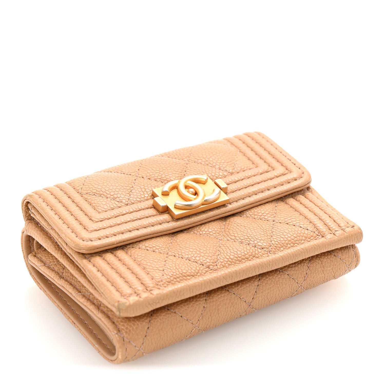 Chanel Caviar Quilted Small Boy Flap Wallet Beige 4 of 8