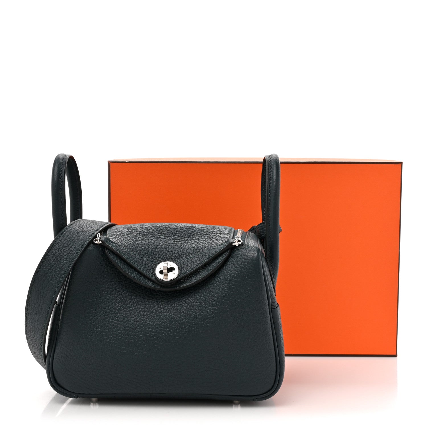 Hermes Taurillon Clemence Mini Lindy 20 Vert Cypress 14 of 14