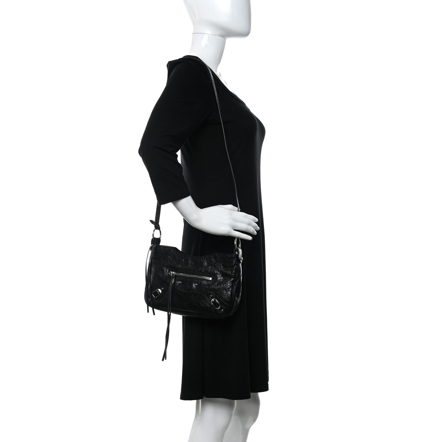 Agneau Classic Silver Hardware Hip Black
