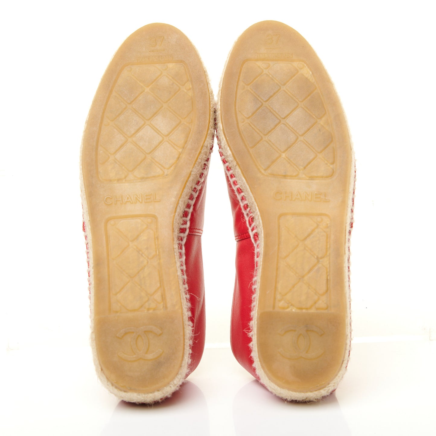 Lambskin CC Espadrilles 37 Red