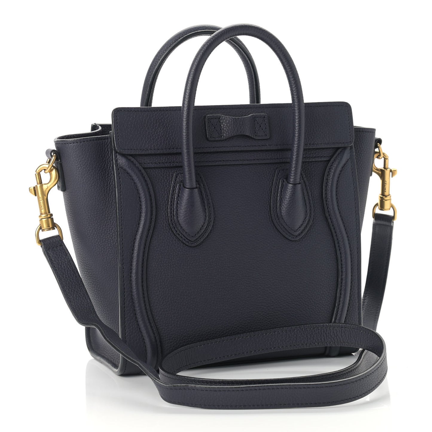 Drummed Calfskin Nano Luggage Navy Blue