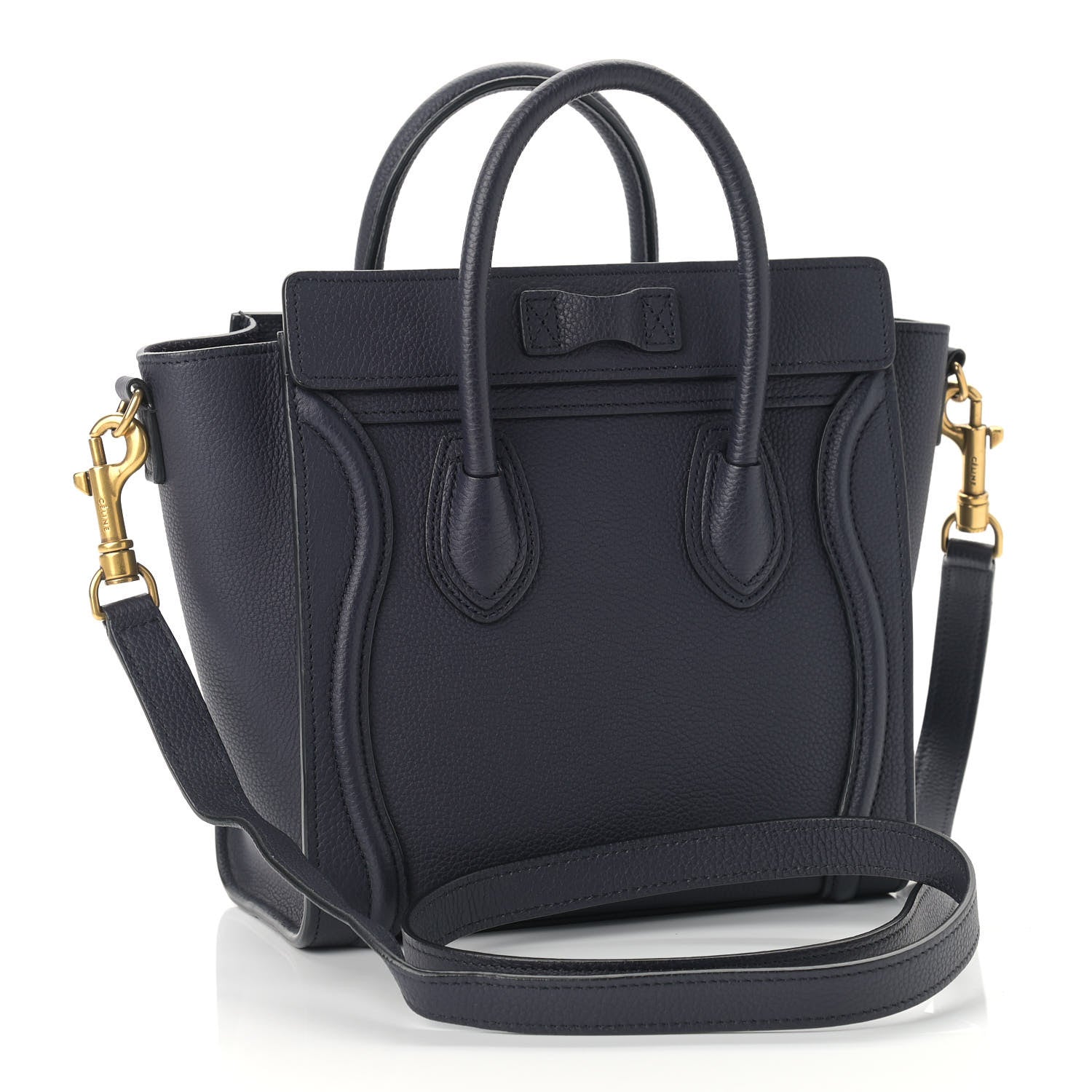 Celine Drummed Calfskin Nano Luggage Navy Blue 3 of 9