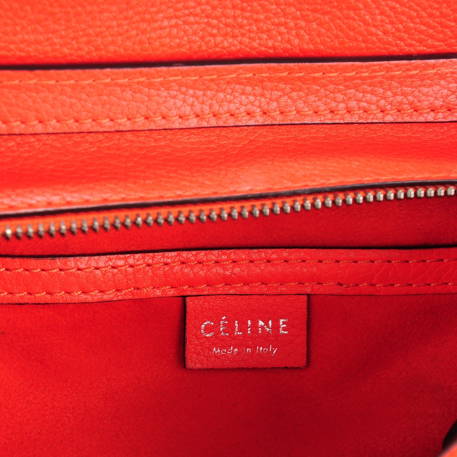 Celine Drummed Calfskin Nano Luggage Vermillion 6 of 10
