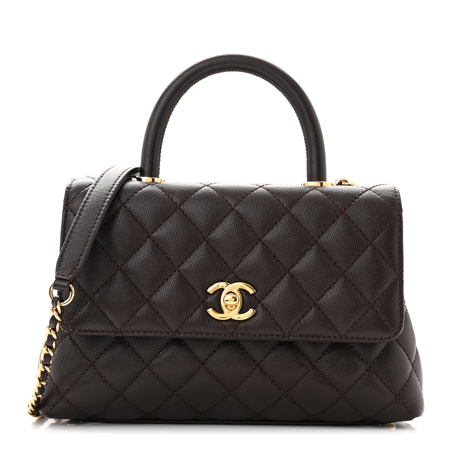 Chanel Caviar Quilted Mini Coco Handle Flap Dark Brown 1 of 11