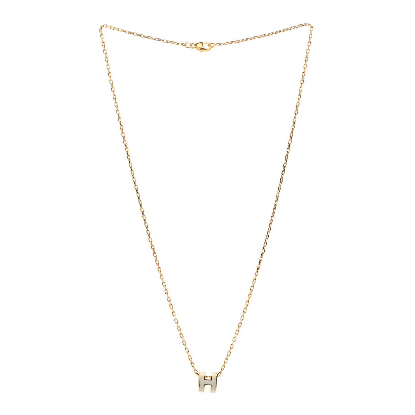 Lacquered Gold Mini Pop H Pendant Necklace White