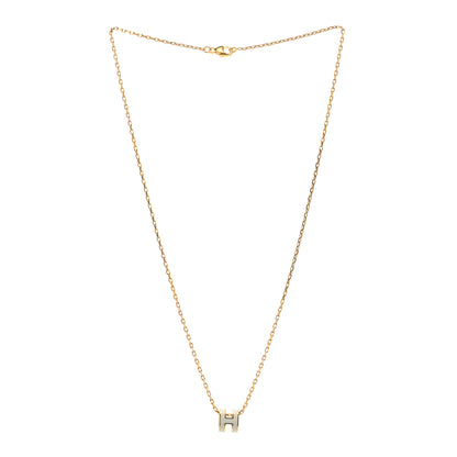 Hermes Lacquered Gold Mini Pop H Pendant Necklace White 3 of 5