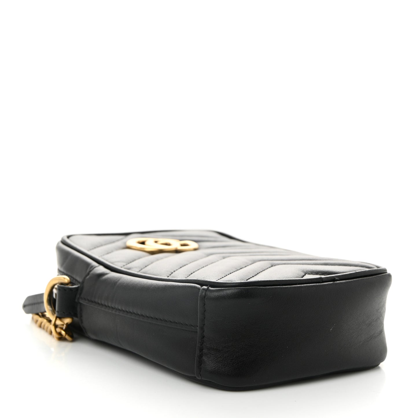 Calfskin Matelasse Mini GG Marmont Crossbody Bag Black