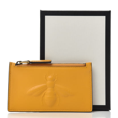 Gucci Calfskin Bee Embossed Coin Case Card Holder Yellow 7 of 7