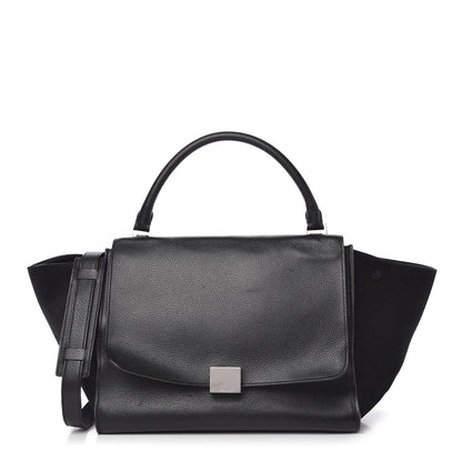 Celine Drummed Calfskin Suede Small Trapeze Black 1 of 9