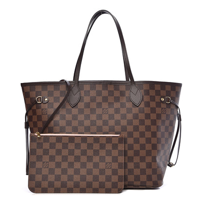 Louis Vuitton Damier Ebene Neo Neverfull MM Rose Ballerine 1 of 17