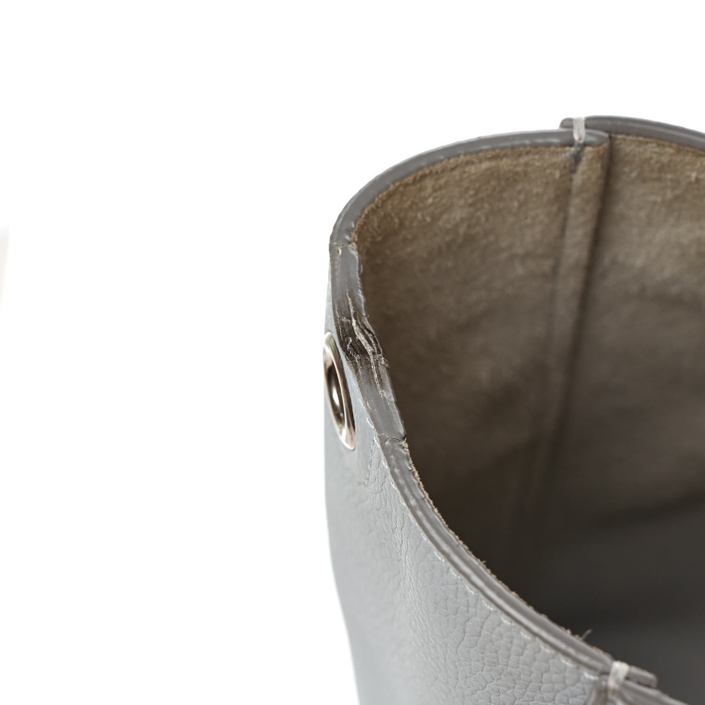 Soft Grained Calfskin Small Sangle Bucket Bag Grey