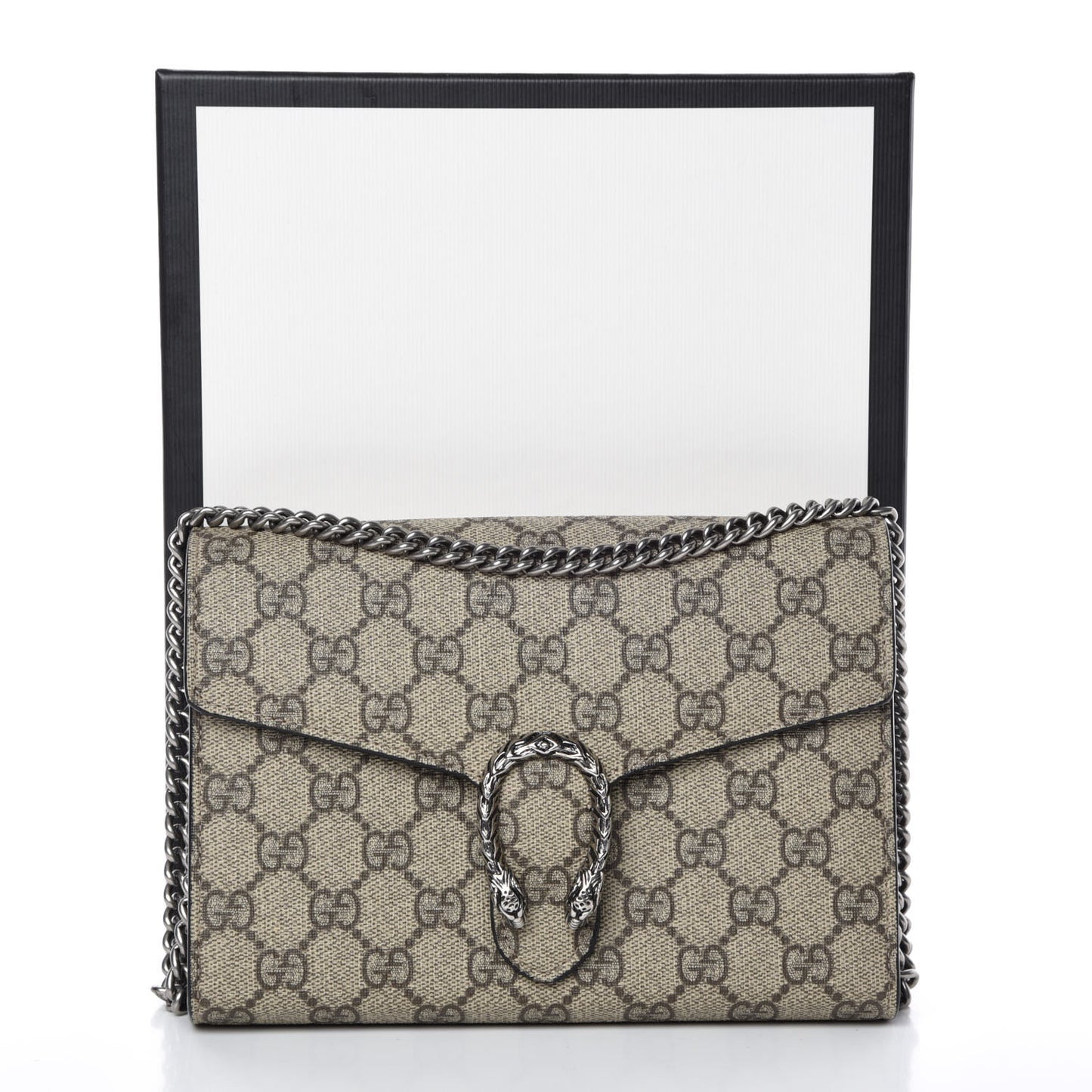 GG Supreme Monogram Mini Dionysus Chain Wallet Beige Black