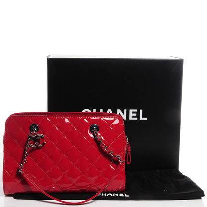 Chanel Patent Quilted CC Angle Tote Red 5 of 10