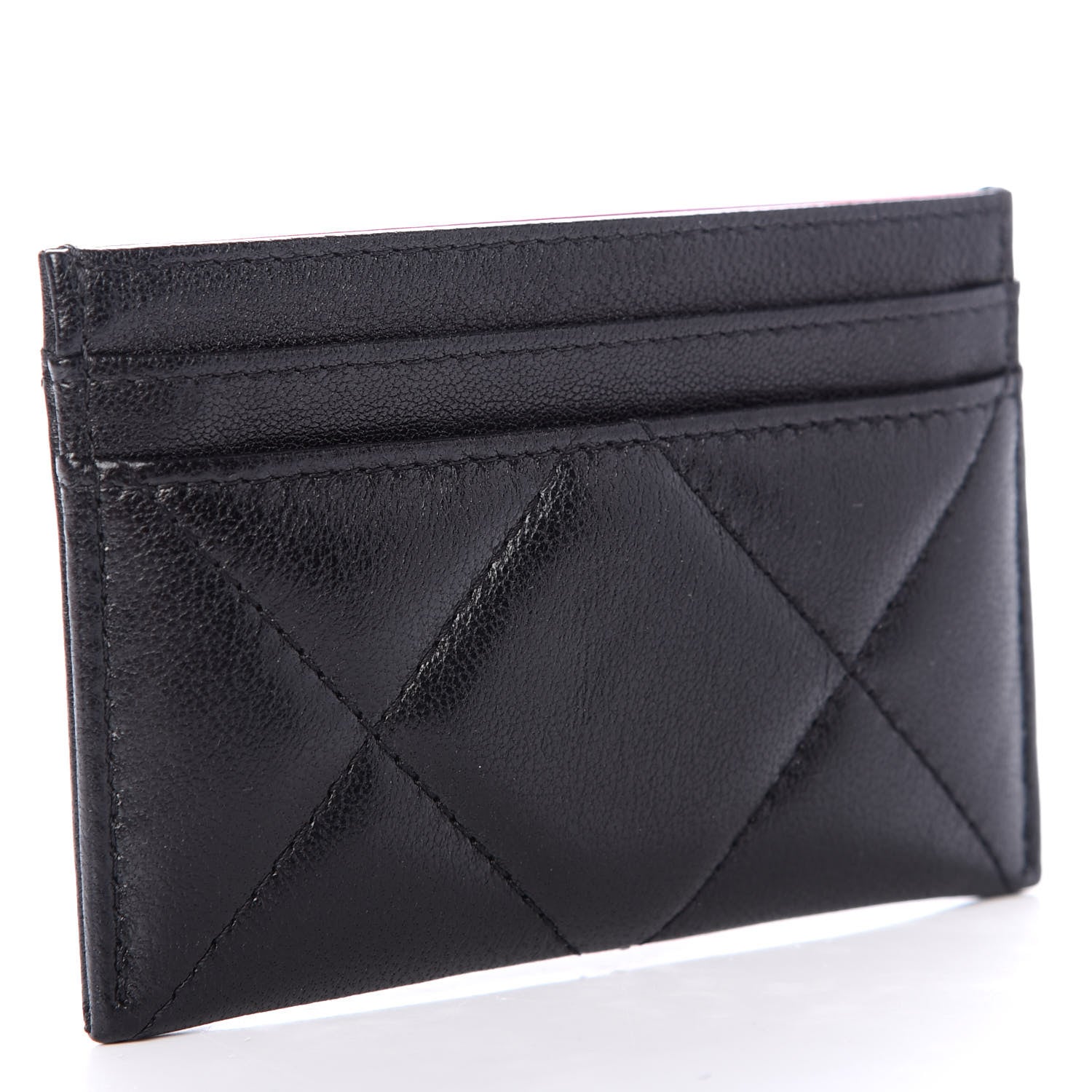 Chanel Shiny Goatskin Quilted Chanel 19 Card Holder Black 3 of 8