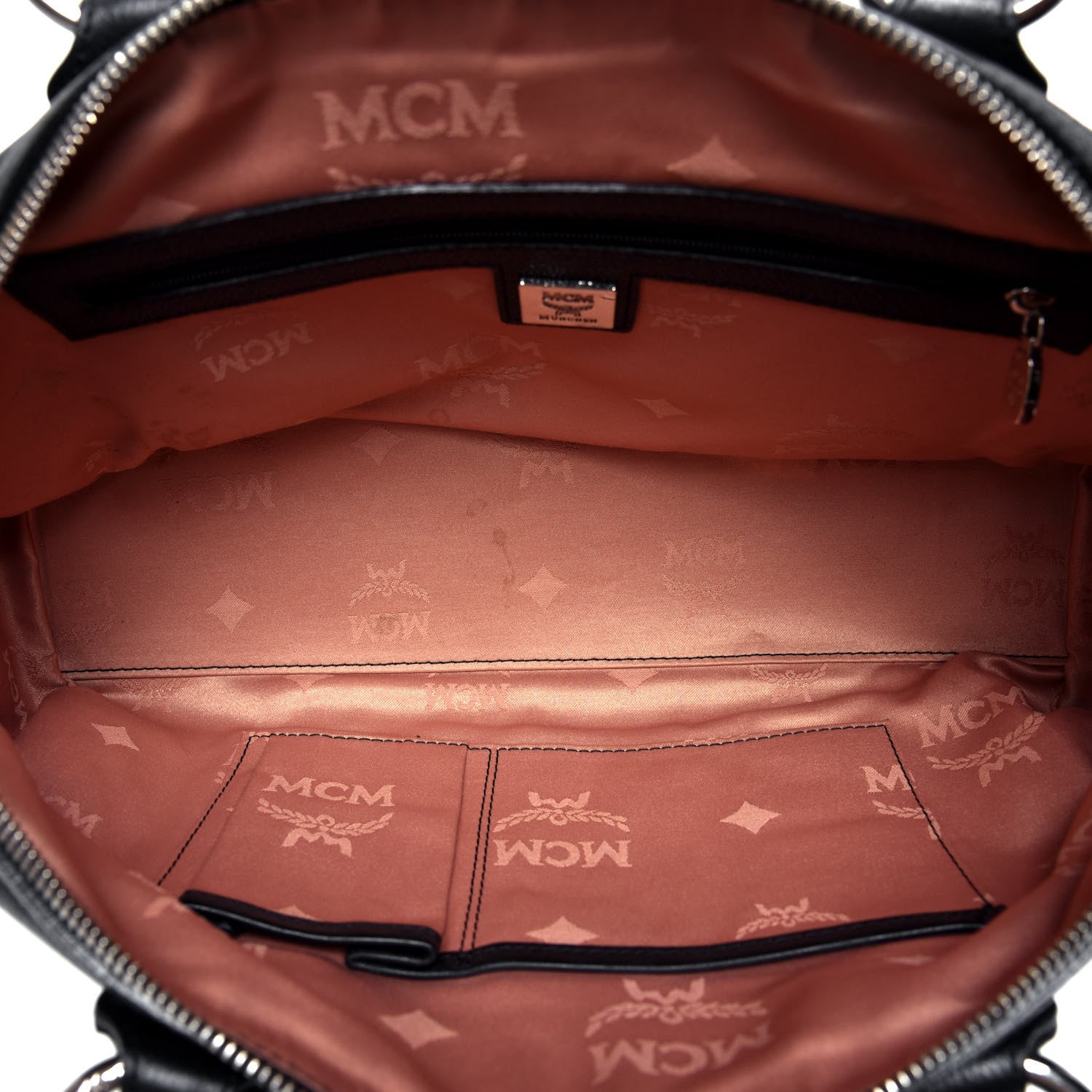 MCM Grained Calfskin Studded Heritage Barrel Bag Black 4 of 4