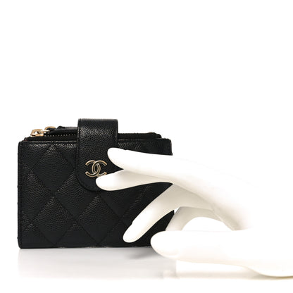 Chanel Caviar Quilted Compact Zipped Pocket Wallet Black 2 of 7
